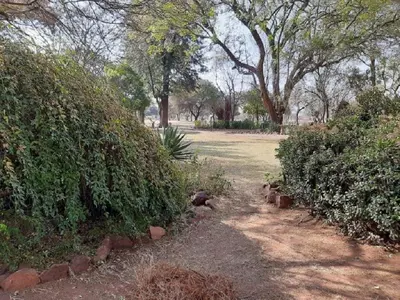 a dirt path in a park with bushes and trees at Matalatala Wildlife Lodge in Roodeplaat