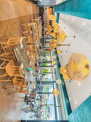 a long table with a bunch ofabling on a ship at 5 The Blyde Crystal Clear 2 Bedroom Apartment in Pretoria