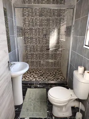a bathroom with a toilet and a sink and a shower at Soma Guesthouse in Groblersdal