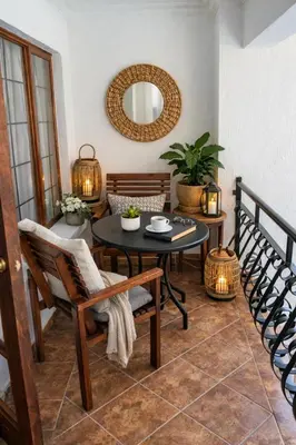 a living room with a table and chairs and a mirror at Aanmani Rose Guesthouse in Pretoria