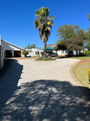a palm tree in the middle of a driveway at Ka Tembe Self Catering Lodge in Polokwane