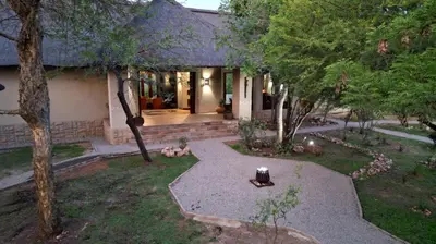 an aerial view of a house with a garden at 203 Zebula - 5 Bedroom 20 sleeper in Mabula