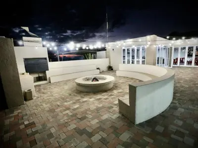 a large room with a fountain in the middle of a building at Decollage Estate in Polokwane
