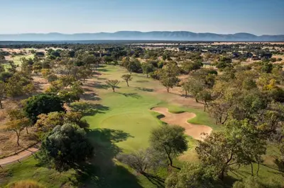 an overhead view of a golf course with trees at Zebula Golf Estate and Spa - Zebula Golfers Lodge in Mabula