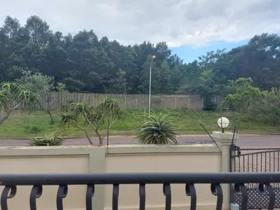 a view of a park with a fence and palm trees at Bella's Place in Pretoria