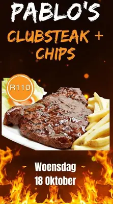 a poster of a steak and french fries on a plate at The Wool House & Pablo's carolina in Carolina