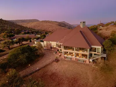 an overhead view of a house with a roof at Hannah Game Lodge in Ohrigstad