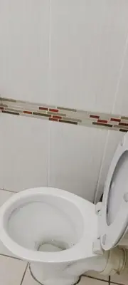 a bathroom with a white toilet with the lid up at Botanik in Pretoria