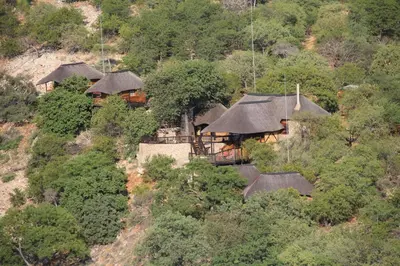 an aerial view of a house on a hill at Adansonia Eco Lodge in Musina