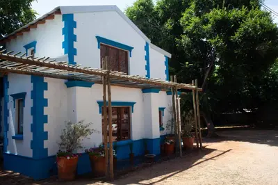 a house with blue and white paint on it at The Blue Place in Pretoria
