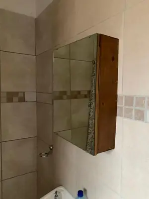 a shower with a mirror and a sink in a bathroom at Bobirwa Resort & Accomodation in Polokwane