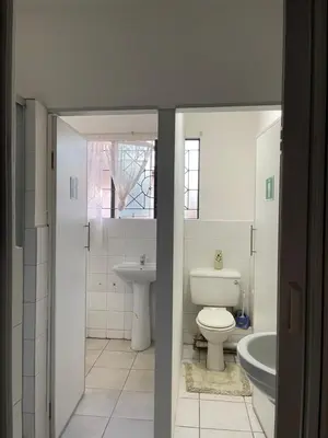 a bathroom with a toilet and a sink at Smartshelter Richard in Pretoria