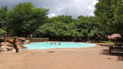 a group of people in a swimming pool at Makhato 84 Bush Lodge in Bela-Bela