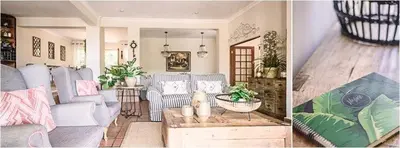 a living room with a couch and a table at LilyRose Bed & Breakfast in Pretoria