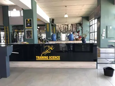 a restaurant with a training service counter in a building at 297 The Blyde Crystal Lagoon in Pretoria