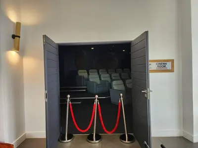 a black cabinet with red ropes in a room at 297 The Blyde Crystal Lagoon in Pretoria