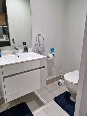 a bathroom with a sink and a toilet at Ellipse Apartment, Lush Hideaway in Midrand