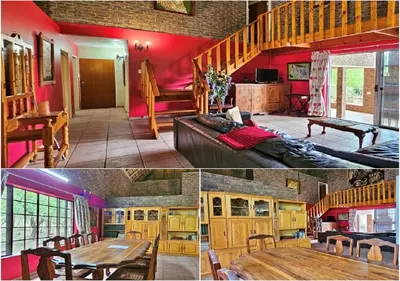 two pictures of a living room and a dining room at Adder way around to Kruger in Marloth Park