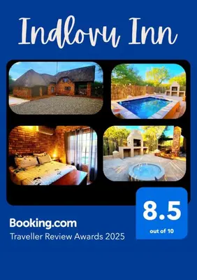 a collage of pictures of a house and a swimming pool at Indlovu Inn in Marloth Park