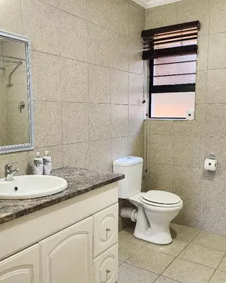 a bathroom with a toilet and a sink at Waterlily Cove Guesthouse in Pretoria