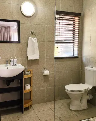 a bathroom with a toilet and a sink at Waterlily Cove Guesthouse in Pretoria