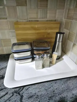 a white tray with three containers and a blender at Peshline Guest House Unit 1 in Ermelo