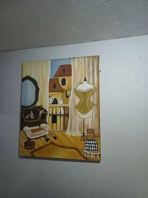 a painting of a room with a lamp on a wall at Buhle Guesthouse in Sandton