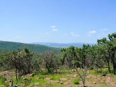 a view from the top of a hill with trees at Masungulo Lodge in Modimolle