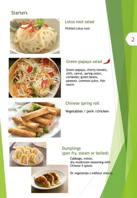 a page of a menu for a restaurant at Jade Mountain Cottage \u7389\u5c71\u5c0f\u5c4b in White River