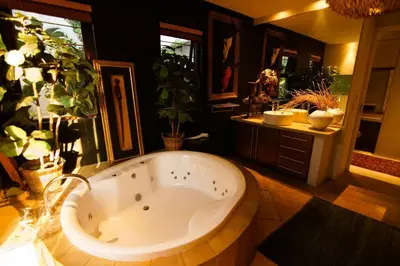 a large bath tub in a bathroom with potted plants at Glenferness AH Villa in Midrand