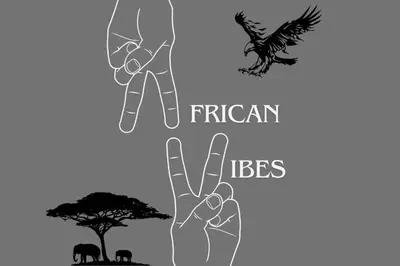 a silhouette of a hand with the peace sign and a tree and african animals at African Vibes in Marloth Park