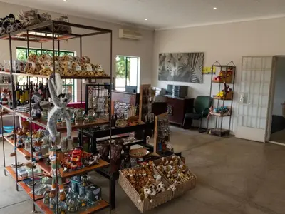a room filled with shelves filled with lots of items at Zebra Nature Reserve in Cullinan
