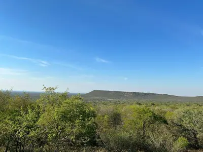 a view of a field with mountains in the distance at Sabella Bushveld Lodge in Marble Hall