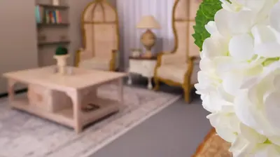 a living room with a coffee table and a flower at Stay at Percy Self Catering House in Nelspruit