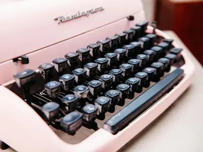 a close up of an old fashioned typewriter at Grace View Guest House in Secunda
