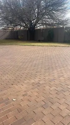 a brick parking lot with a tree in the background at Pringle Studio in Benoni