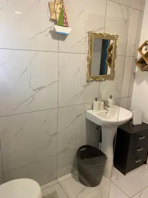 a bathroom with a sink and a mirror at Mamuka Africa II in Midrand