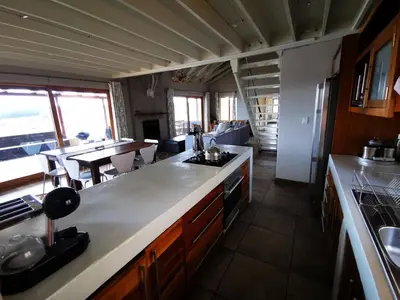 a kitchen with a sink and a counter top at Troutmere in Belfast