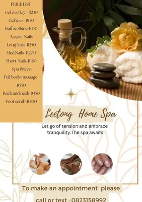 a flyer for a healing home spa with a poster at Leetong Holiday Home in Hazyview
