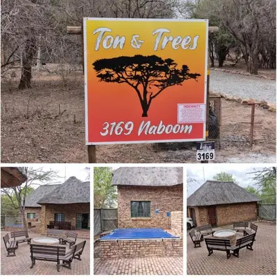 a collage of pictures of a sign with a tree at Ton & Trees in Marloth Park
