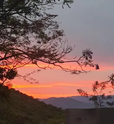 a sunset view from a hill with trees at Nguni Rest in Barberton