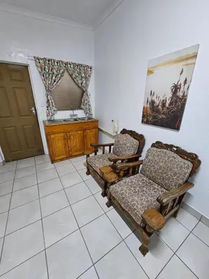 a living room with two chairs and a sink at De Villa Guesthouse in Middelburg