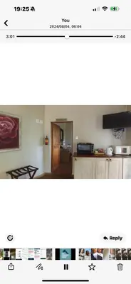 a screenshot of a kitchen with a picture of a room at Joes Country lodge in White River