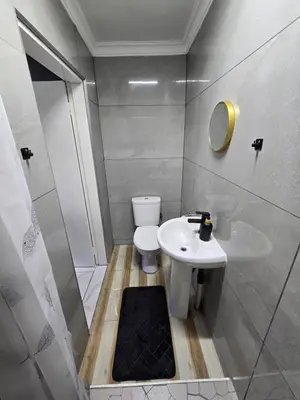 a bathroom with a toilet and a sink and a shower at Impala Palms Guesthouse in Modimolle