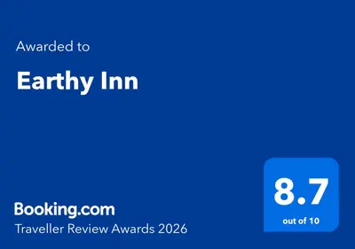 a blue screen with the text emailed to earthry inn at Earthy Inn in Pretoria