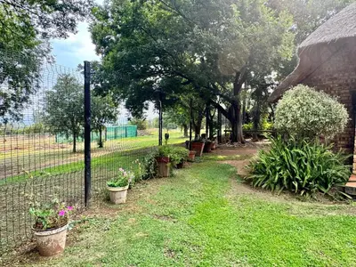 a garden with potted plants and a fence at Khaya Africa Guesthouse in Midrand