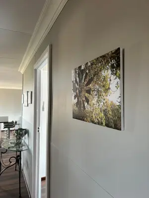 a painting on the wall of a room with a table at Kings 93 Cabins in Tierpoort