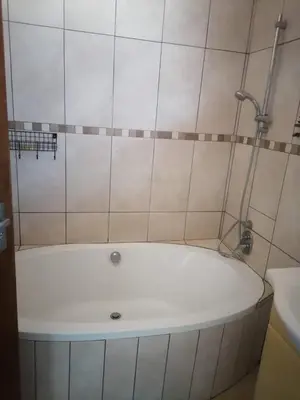 a bath tub in a bathroom with a shower at Sol & Sombra Guesthouse in Komatipoort