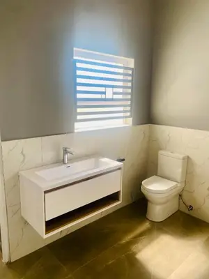 a bathroom with a white sink and a toilet at Zinnia house in Midrand