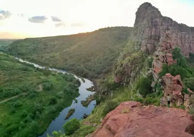 a view of a river from a mountain at Olifants River Lodge Campsites by Dream Resorts in Botshabelo